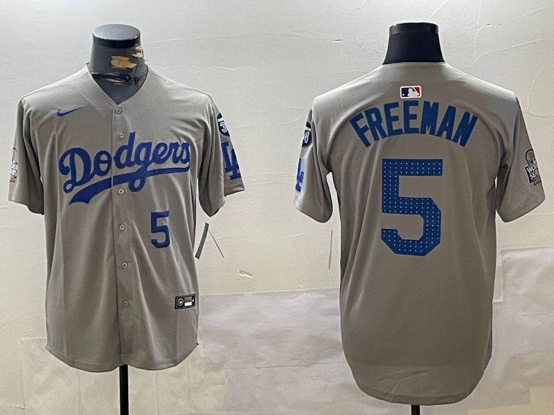 Men Los Angeles Dodgers #5 Freeman Grey Game 2024 Nike MLB Jersey style 11207